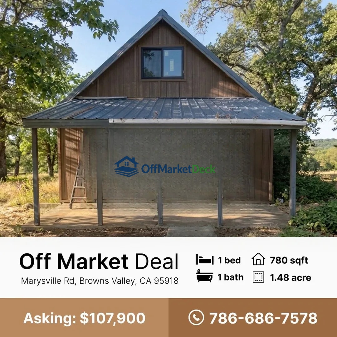 Off-market house in Browns Valley, California — 1 bed, 1 bath, $107,900