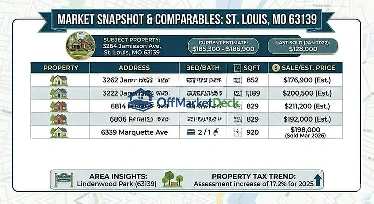 Off-market house in St. Louis, Missouri — 2 beds, 1.5 baths, $155,000 - Blurred background Image